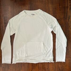 Hudson Kids White Sweatshirt Raw Edge Long Sleeve Youth Large 36" Chest